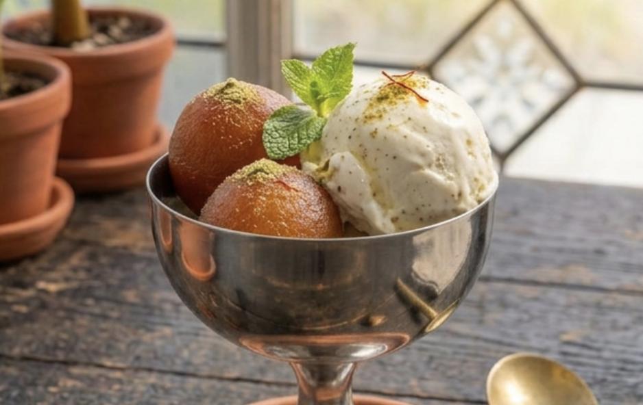 Gulab Jamun with Ice Cream